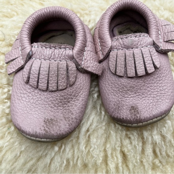 HeyFolks Baby Pink Soft Leather Moccasins Size 2 Made In Canada 3-9 M MiniMoc - Picture 4 of 7